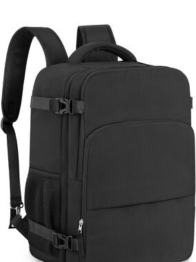 Men's Black Travel Backpack - Compact Carry Laptop Bag